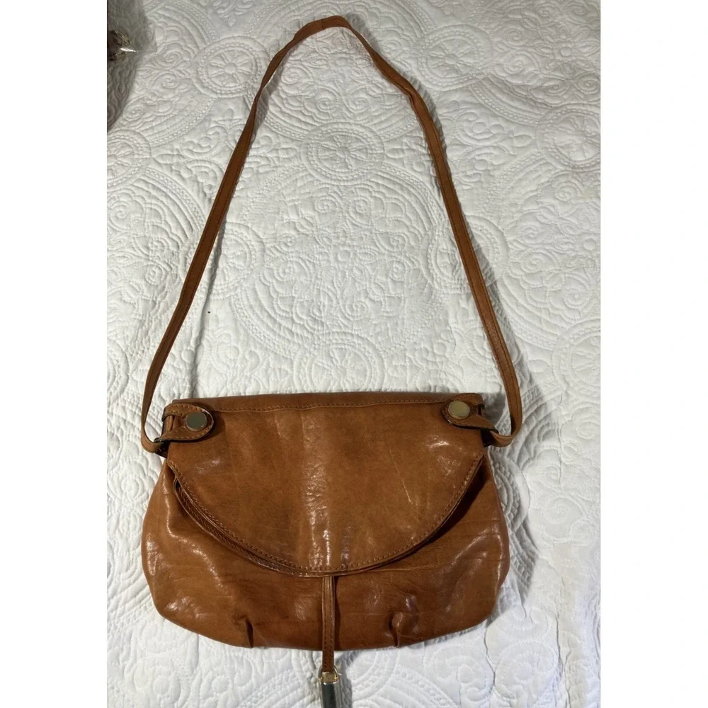 Nordstrom Italian Leather Fold Over Crossbody Shoulder Purse Women's Brown Boho